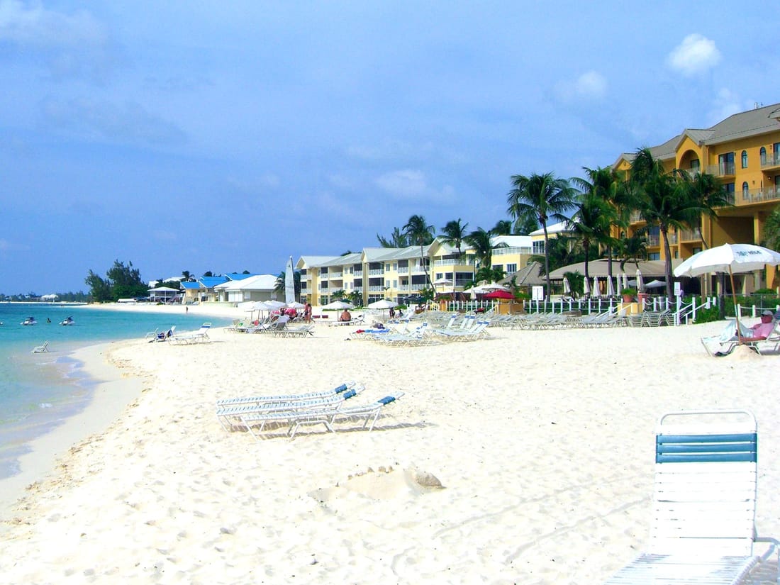Condominiums lining Seven Mile Beach, Grand Cayman